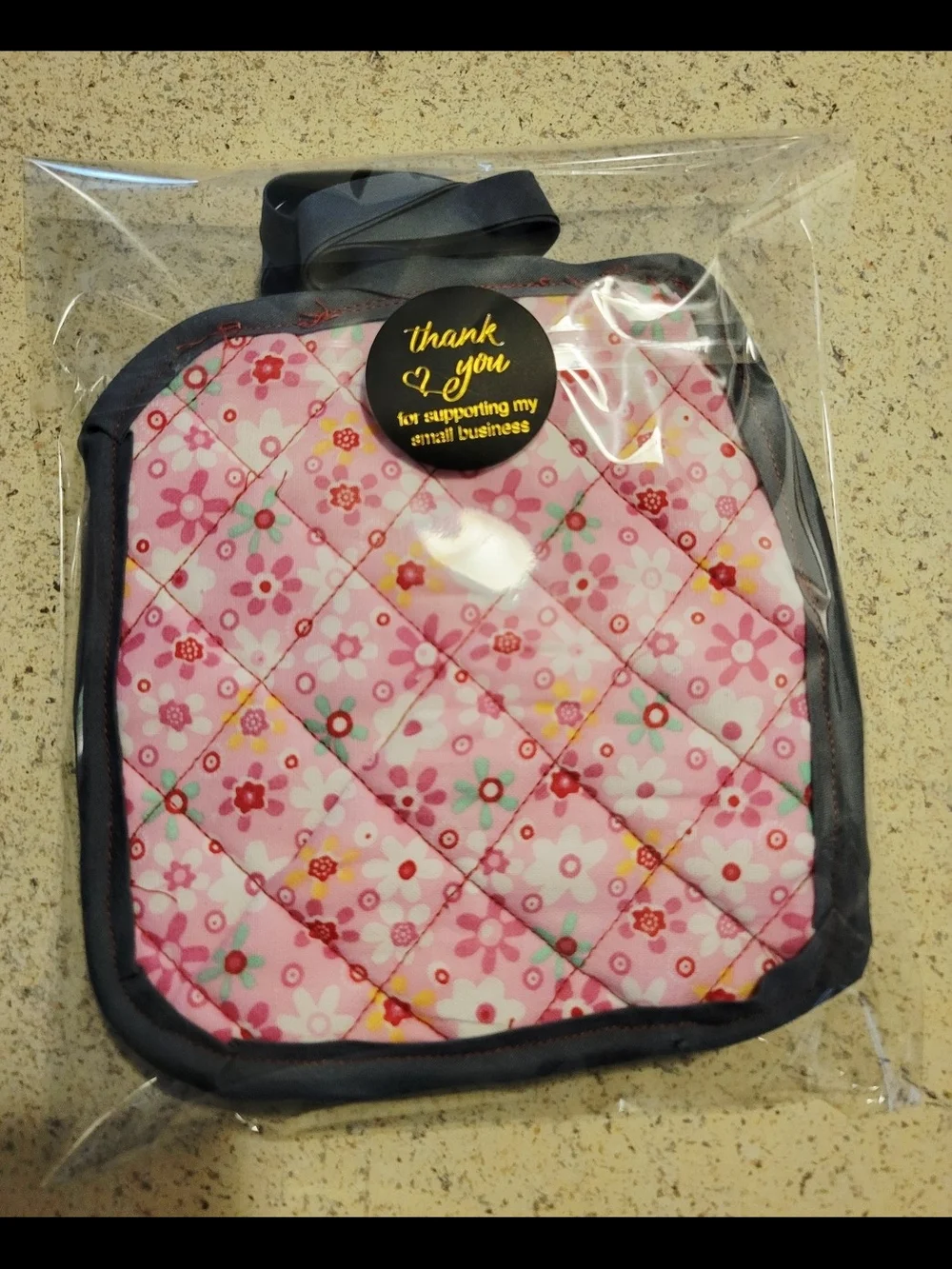 Floral Quilted Pot Holder - Pink Floral